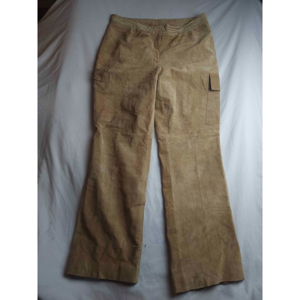 Clothes By Revue Cargo Pants Womens Size 10 Beige Suede Leather Minimalist Lined